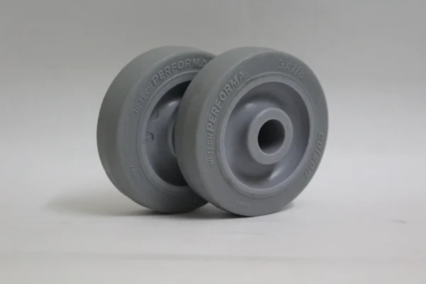 A grey Colson Hi-Tech Performa wheel measuring 3 inches by 7/8 inches (76.2 x 22.2 mm).