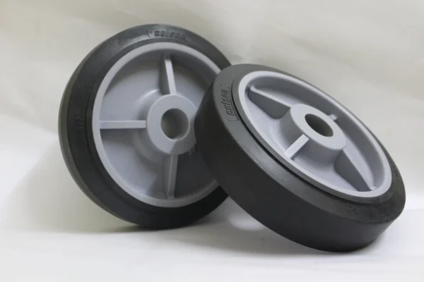 A black Colson Hi-Tech Performa wheel measuring 8 inches by 2 inches (203.2 x 50.8 mm).